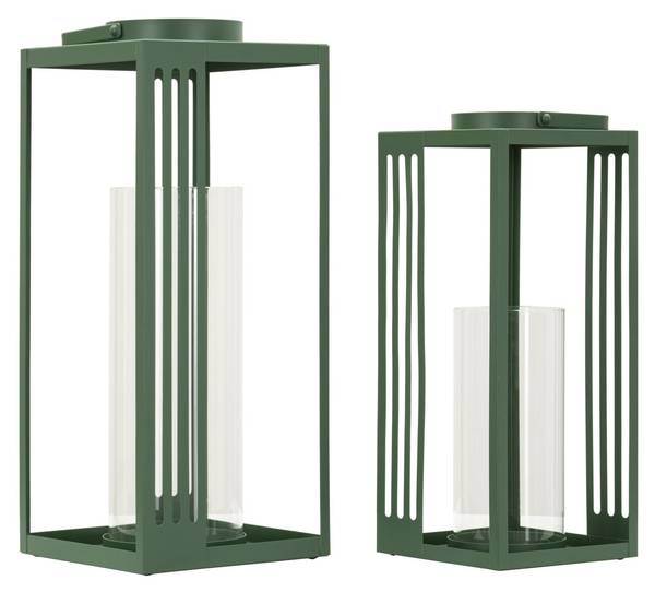 Laternen Linee 2er-Set Grün - Metall - 19 x 44 x 19 cm
