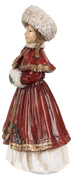Beeld Meisje Xmas-Emmanuel rood - kunststof - 7 x 17 x 9 cm