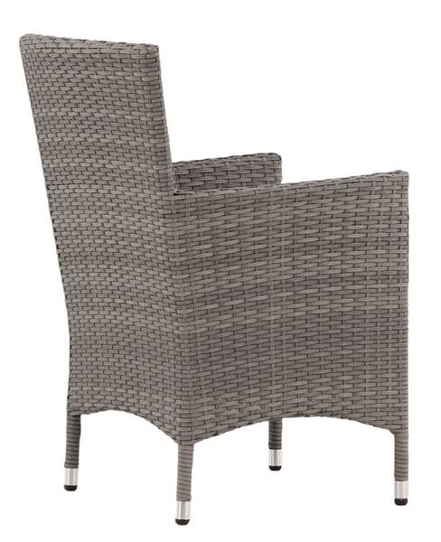 Gartenstuhl Malin 2er Set Grau - Rattan - 58 x 92 x 65 cm