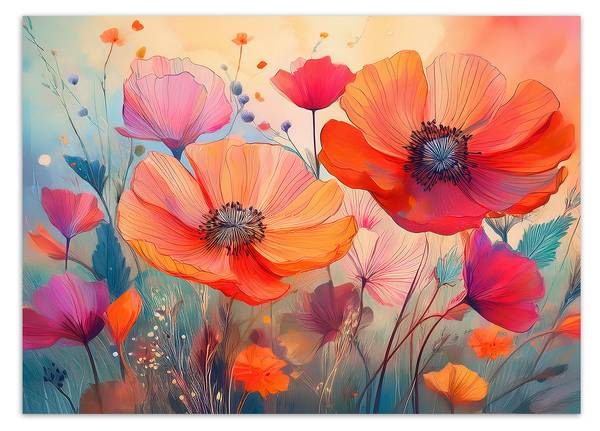 Papier peint fleurs botanique 100 x 70 cm