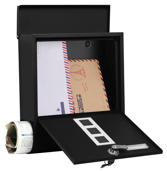 Briefkasten Malabo Schwarz - Metall - 10 x 34 x 31 cm