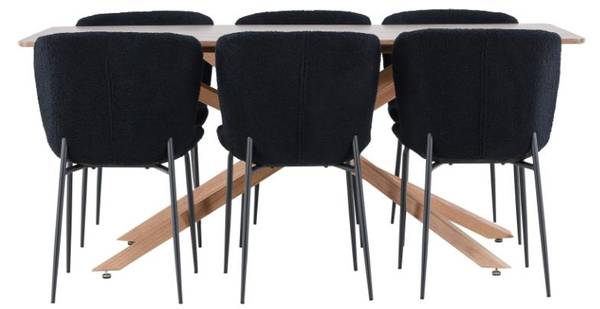 Essgruppe Piazza 7-teilig Schwarz - Braun - Polyester - Webstoff - 90 x 75 x 180 cm