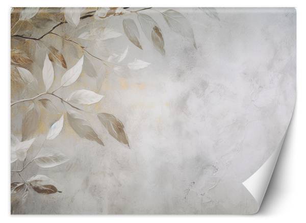 Fotobehang bladeren takjes natuur beton 250 x 175 cm