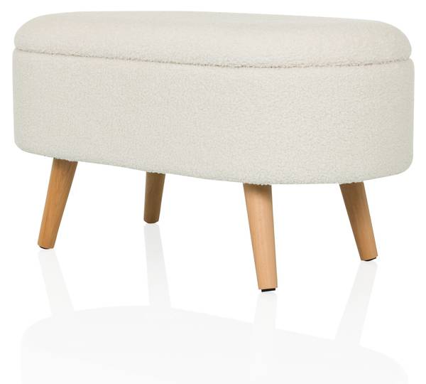 Sitzbank STORIANO Weiß - Strukturstoff - Polyester - Kernbuche - 47 x 43 x 82 cm