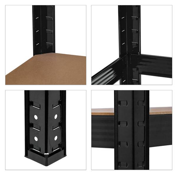 Schwarzes Schwerlastregal mit 5 Ebenen Schwarz - Braun - Stahl - 70 x 180 x 30 cm