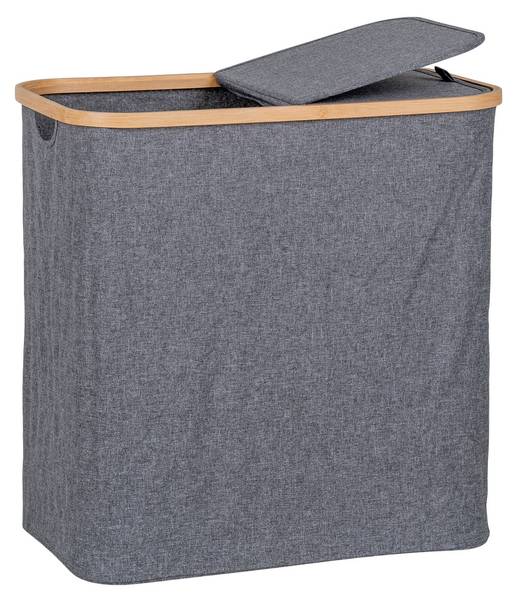 Wäschekorb Noto Grau - Bambus - Holzwerkstoff - 33 x 54 x 54 cm