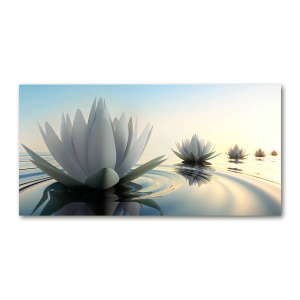 Glasbild Blumen Wasser Kunst 140 x 70 cm