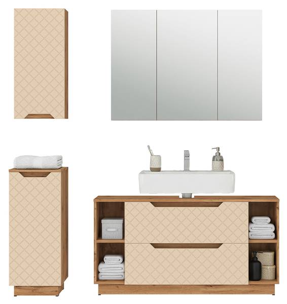 Badmöbel-Set Lotta 59422 Beige - Kaschmir - Eiche Dakota Dekor