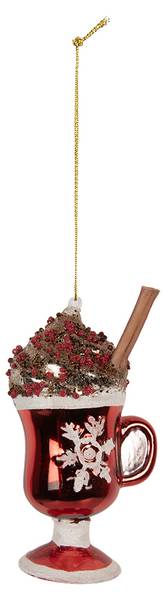 Kersthanger MC675289 rood - glas - 6 x 12 x 7 cm