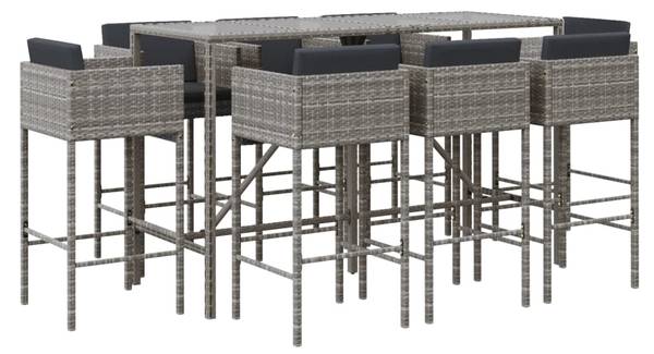 Bar de jardin 3032036-2 (lot de 9) Noir - Gris