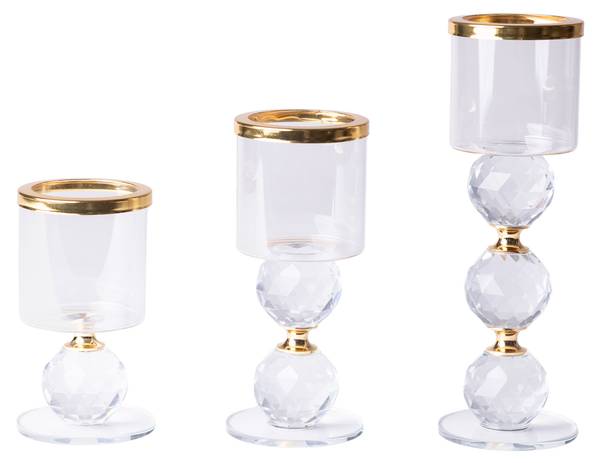 Kerzenständer SWG-T 3er-Set Weiß - Glas - 6 x 19 x 6 cm
