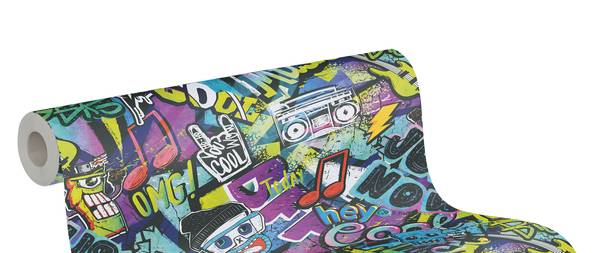 Vliestapete 4661 Graffiti Kinder Design Schwarz - Fleece - 53 x 1005 x 1 cm