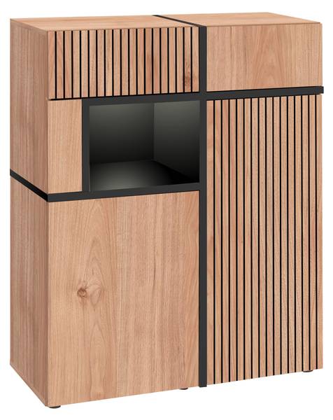 Wohnwand CROSS Schwarz - Braun - Holzwerkstoff - 330 x 195 x 50 cm