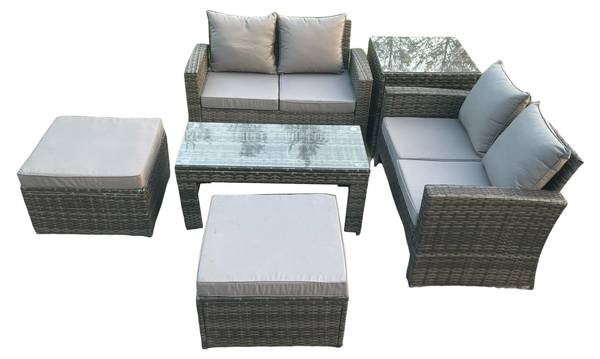 Gartengarnitur Set Mit Sofa J(6er-Set) Grau - Webstoff - 70 x 74 x 124 cm