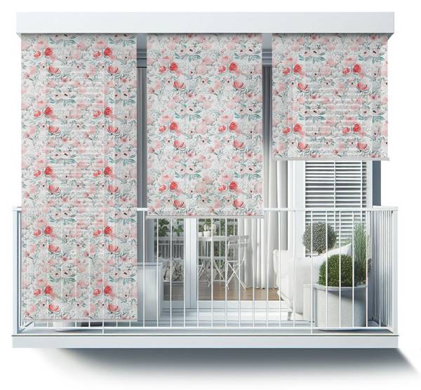 Außenrollo Flora Simplex Pink - Textil - 40 x 180 x 1 cm