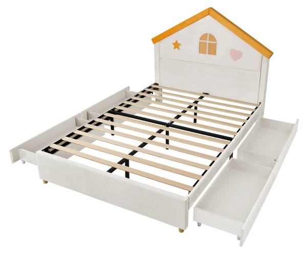 Kinderbett TIEMU45 Ⅰ Beige - 147 x 127 x 208 cm