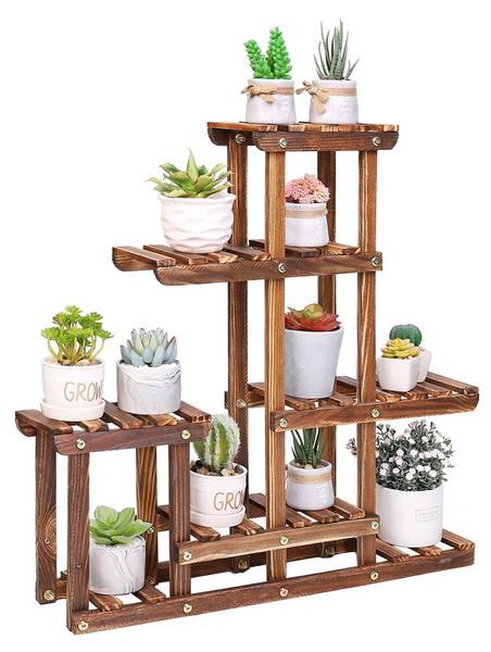 Plantenrek XJJ366 bruin - plaatmateriaal op houtbasis - 12 x 62 x 60 cm
