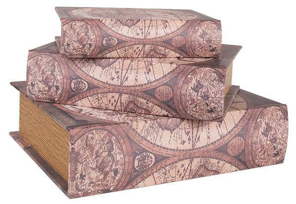 Aufbewahrungsbox Bücher Rosa 3er Set Braun - Holzwerkstoff - 22 x 7 x 27 cm