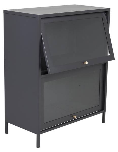 Vitrinenschrank BAKAL SC80 2D Schwarz - Aluminium - 80 x 100 x 40 cm