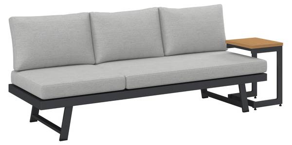 Gartenbank LOAN Grau - Metall - Massivholz - Textil - 210 x 84 x 78 cm