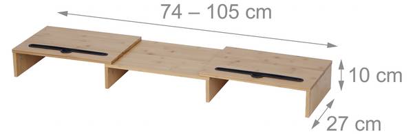 Monitorstandaard 2 schermen verstelbaar bruin - bamboe - kunststof - 105 x 10 x 27 cm