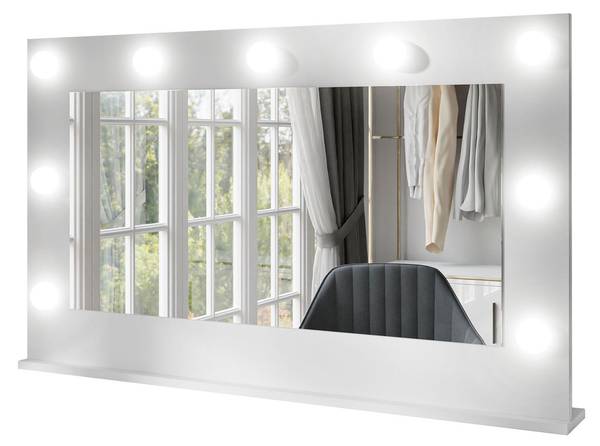 Spiegel mit Beleuchtung MADA LED Weiß - Holzwerkstoff - 110 x 67 x 12 cm