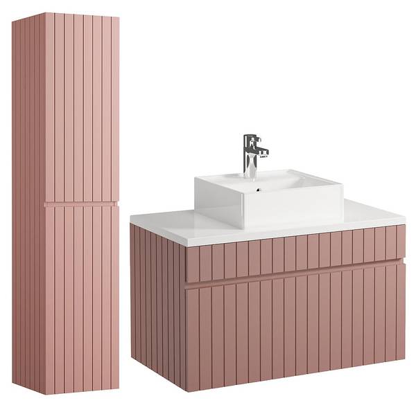 Badmöbel-Set SATARA Pink - Holz teilmassiv - 80 x 46 x 46 cm