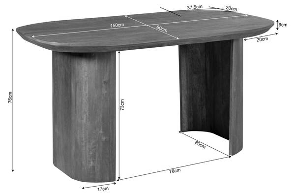 Schreibtisch MARÉ Braun - Massivholz - 150 x 76 x 89 cm