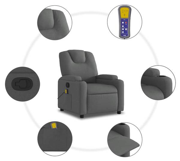 Massagesessel 3032456 Grau - Polyester - 74 x 97 x 88 cm