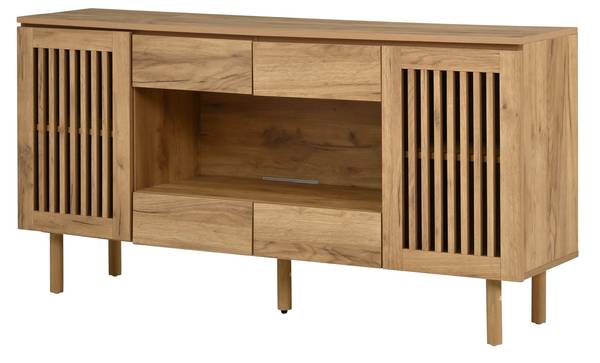 Sideboard Notus Ⅰ Braun - Holzwerkstoff - Massivholz - 140 x 71 x 35 cm