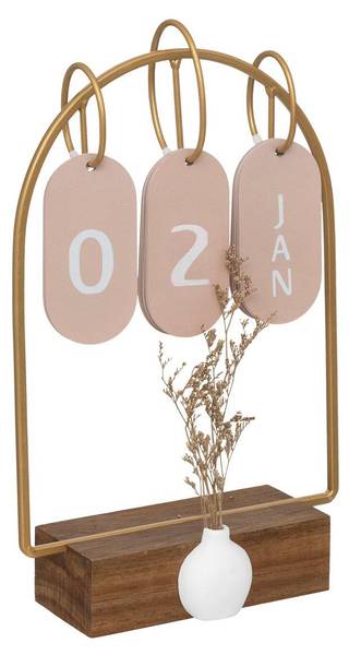 Kalender FLORAL Holzwerkstoff - 19 x 30 x 7 cm