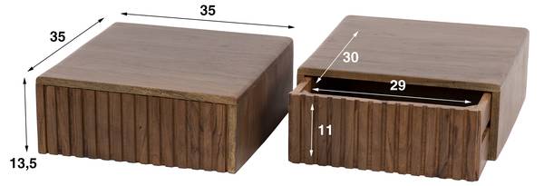 Nachttisch CARVE Braun - Holzwerkstoff - 35 x 14 x 35 cm