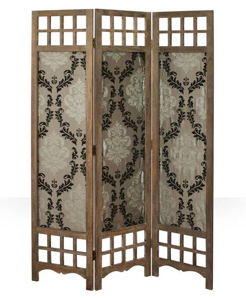 Paravent 976 3-teilig Schwarz - Braun - Holz teilmassiv - 120 x 170 x 2 cm