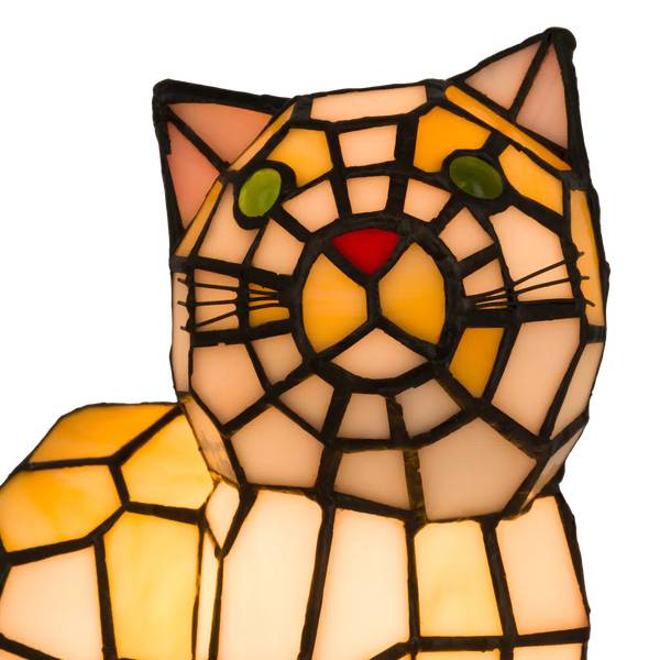 Tiffany Tischlampe Katze 8013 Orange - Glas - 13 x 18 x 18 cm
