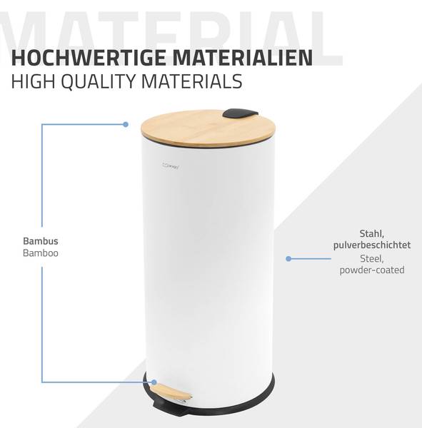 Mülleimer HEIMAR Weiß - Metall - 29 x 63 x 37 cm
