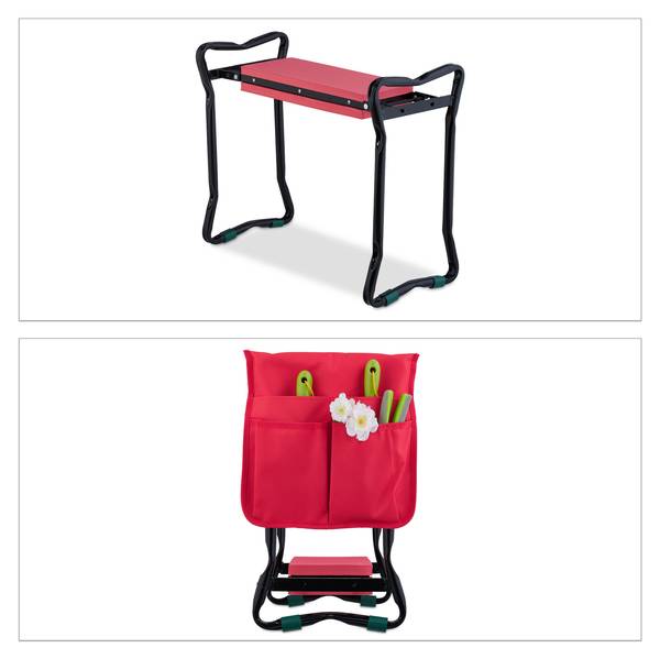 Kniebank für Gartenarbeit Schwarz - Rot - Polyester - Stahl - 65 x 50 x 32 cm