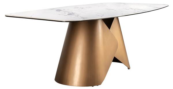 Esstisch 1172 Weiß - Messing - Marmor - 240 x 76 x 120 cm