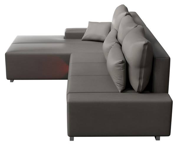 Sofa Davos LED mit Ottomane links Grau - Armlehne davorstehend links
