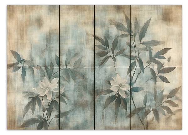Fototapete Pflanzentriebe und Blumen 100 x 70 cm