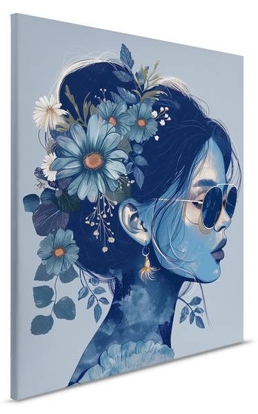 Leinwandbild Lisa Painted Blau - Textil - 40 x 50 x 2 cm