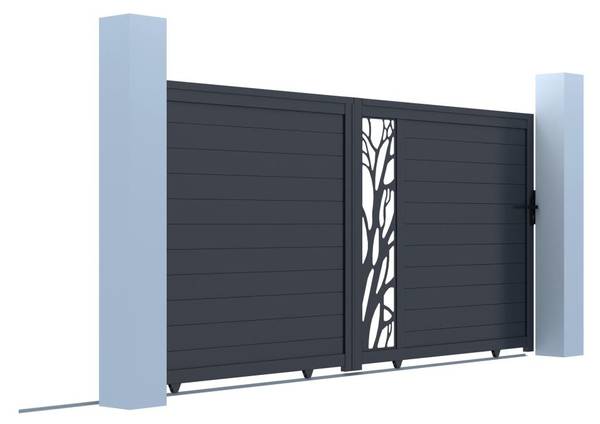 Schiebetor LABRIT II Grau - Metall - 384 x 179 x 5 cm