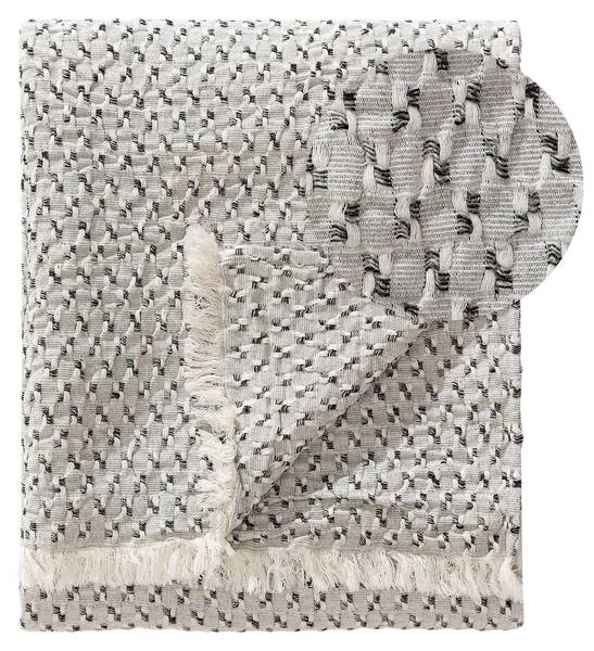 Plaid Vanida grijs - katoen - wol - 130 x 1 x 180 cm