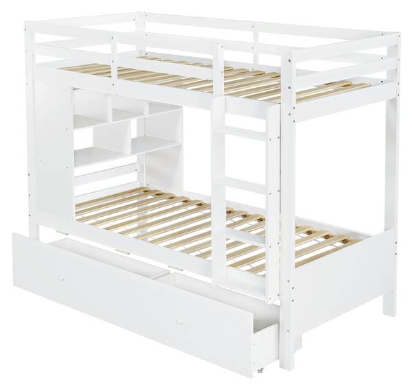 Etagenbett BAMUD82 Ⅰ Weiß - Holzwerkstoff - 104 x 160 x 205 cm