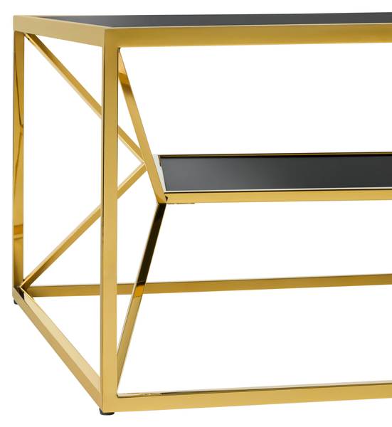 Couchtisch ANGEL II Schwarz - Gold - Glas - Metall - 70 x 38 x 70 cm