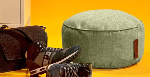 Indoor Sitzsack XL "Home Linen“ + Hocker Grün