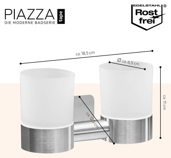 Doppelglasbecherhalter Piazza 94040 Silber
