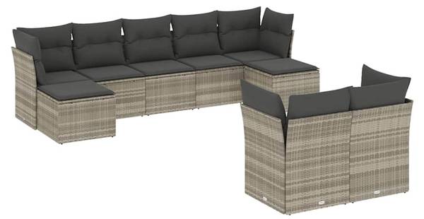 Salon de jardin 3034273-1 lot de 9 Gris lumineux