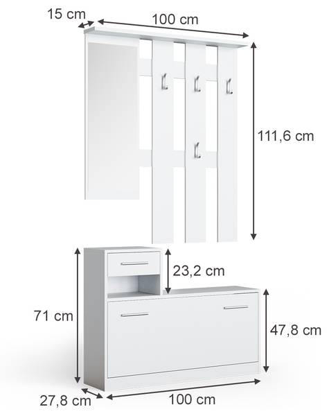 Vestiaire Billy 54397 Blanc - Bois manufacturé - 100 x 112 x 28 cm