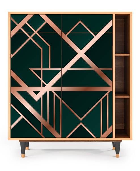 Sideboard BS6 Walnuss Grün - Holzwerkstoff - 110 x 94 x 41 cm