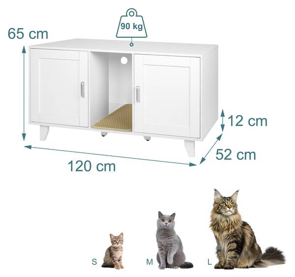 XXL Katzenschrank für Katzenklo Weiß
